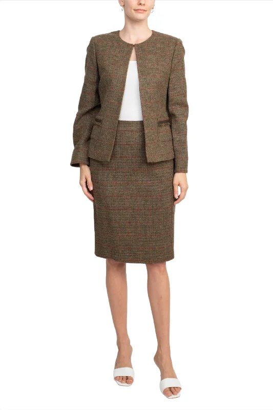 John Meyer Collection Crew Neck Long Sleeve Pockets Hook Closure 2 Piece Set Wool Skirt Set lace skirt feminine John Meyer Collection Crew Neck Long Sleeve Pockets Hook Closure 2 Piece Set Wool Skirt Set lace skirt feminine