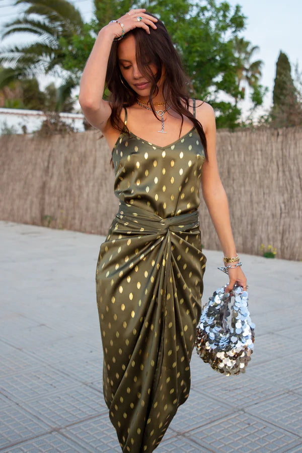 Khaki Jaspre Skirt with Gold Fleck velvet skirt plush
