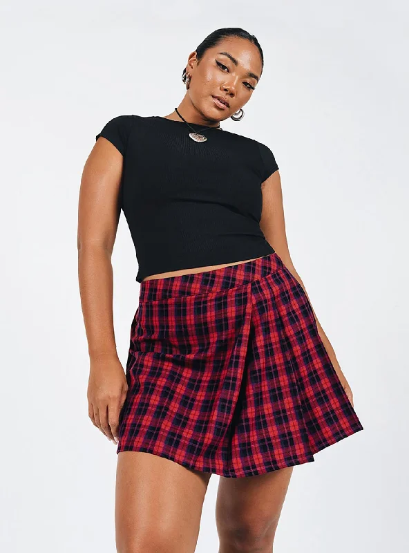 Kurtsi Mini Skirt Red chiffon skirt lightweight