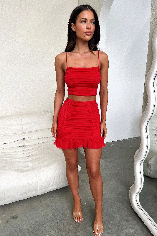 Lucas Skirt - Red wool skirt thick