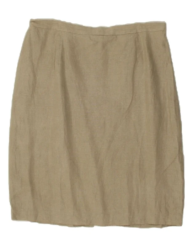 LUISA SPAGNOLI Womens Straight Skirt IT 52 2XL W36  Beige Linen spandex blend skirt