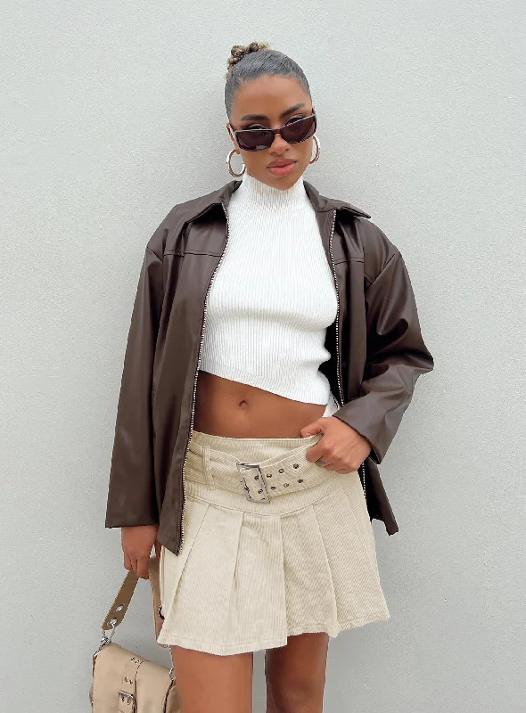 Nambour Mini Skirt Beige velvet skirt rich