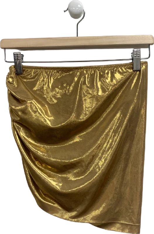 Norma Kamali Gold Metallic Drape Skirt UK M maxi skirt elegant