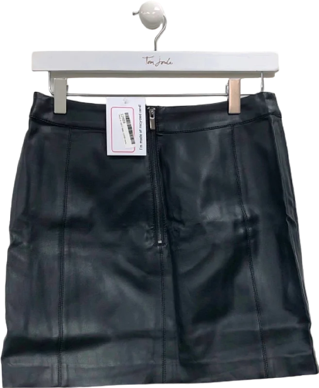 Oasis Black Leather Mini Skirt UK 8 lace skirt intricate