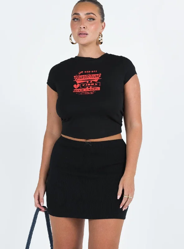 Kael Mid Rise Mini Skirt Black denim skirt stylish
