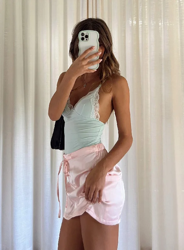 Ponnette Mini Skirt Pink silk skirt sleek