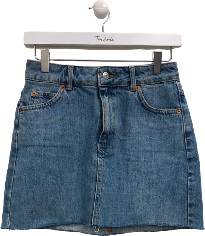Topshop Blue Denim Mini Skirt UK 6 lace skirt intricate