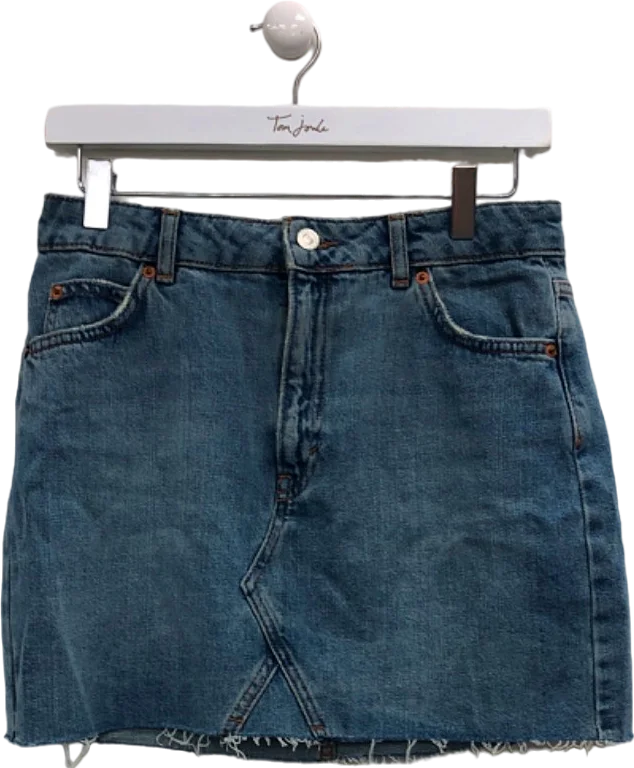 Topshop Blue Moto Denim Mini Skirt UK 10 corduroy skirt textured