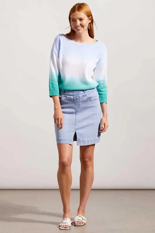 Tribal Pull-On Denim Skort linen skirt light