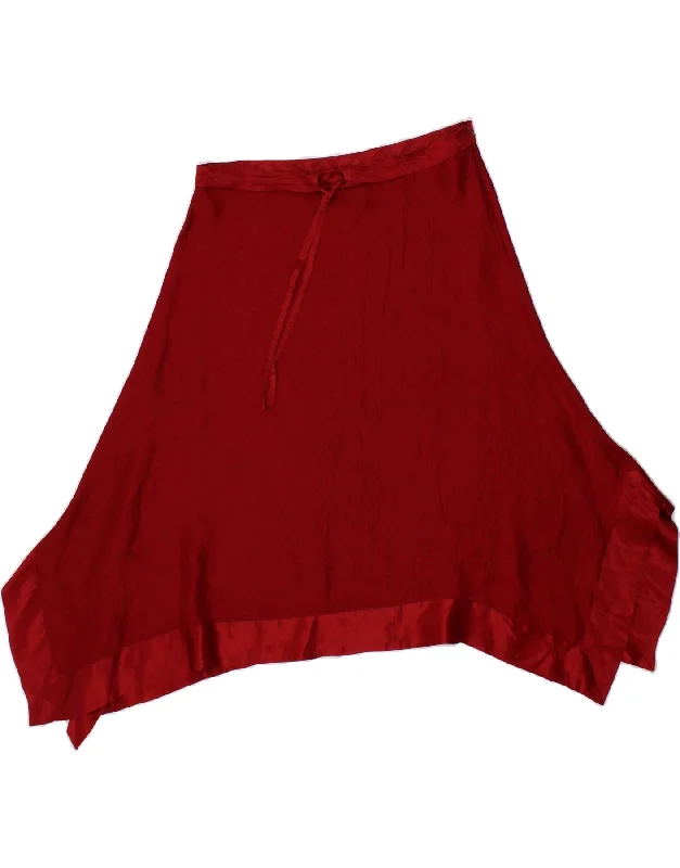 VINTAGE Womens Asymmetrical Skirt UK 14 Large W34  Red chiffon skirt delicate