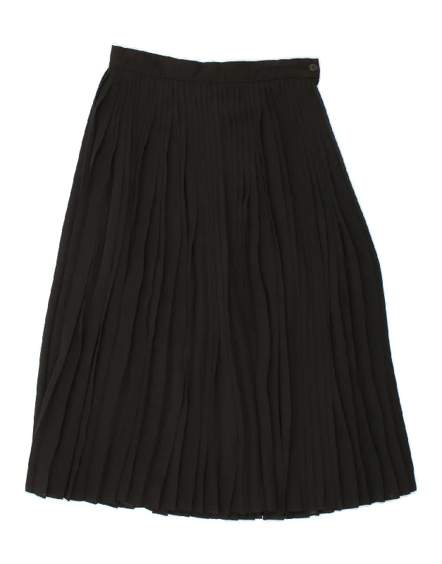 VINTAGE Womens Knife Pleated Skirt UK 12 Medium W28  Black Polyester linen skirt natural