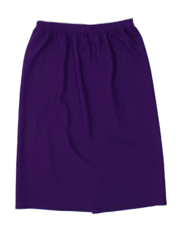 VINTAGE Womens Straight Skirt UK 14 Medium W30  Purple Polyester cashmere skirt plush