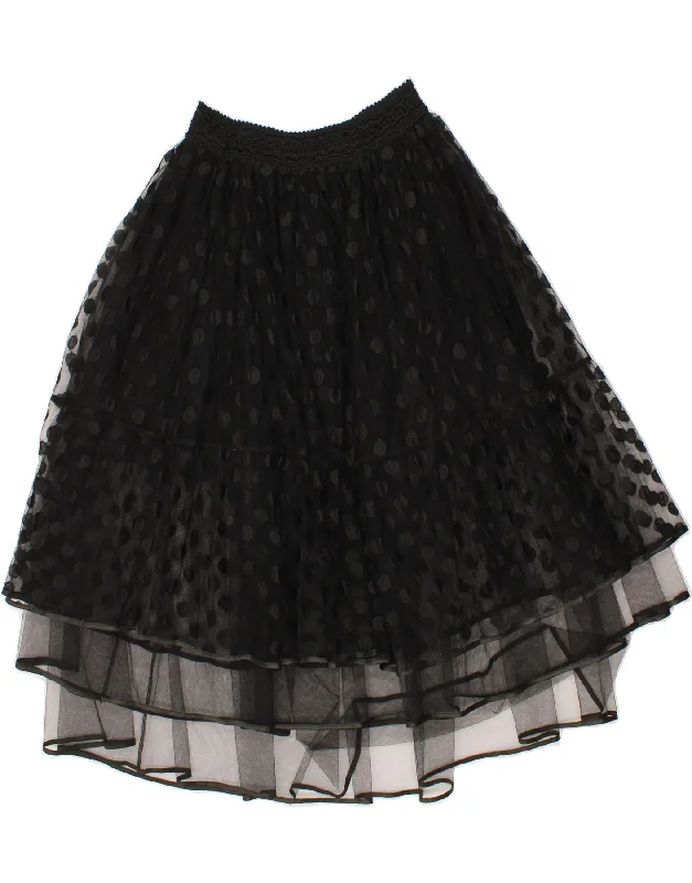 VINTAGE Womens Tiered Skirt W32 Large  Black Polka Dot linen skirt relaxed
