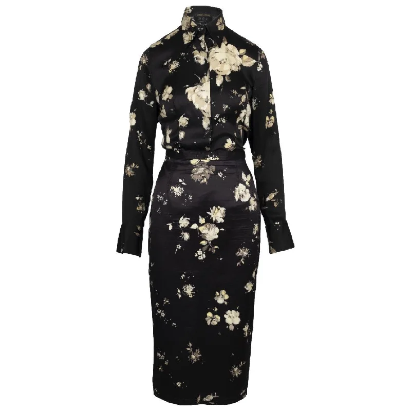 Vivienne Westwood Black Flower Printed Skirt And Top Suit boho skirt vibe