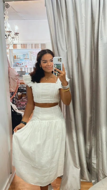 White Stitched Skirt cashmere skirt fine