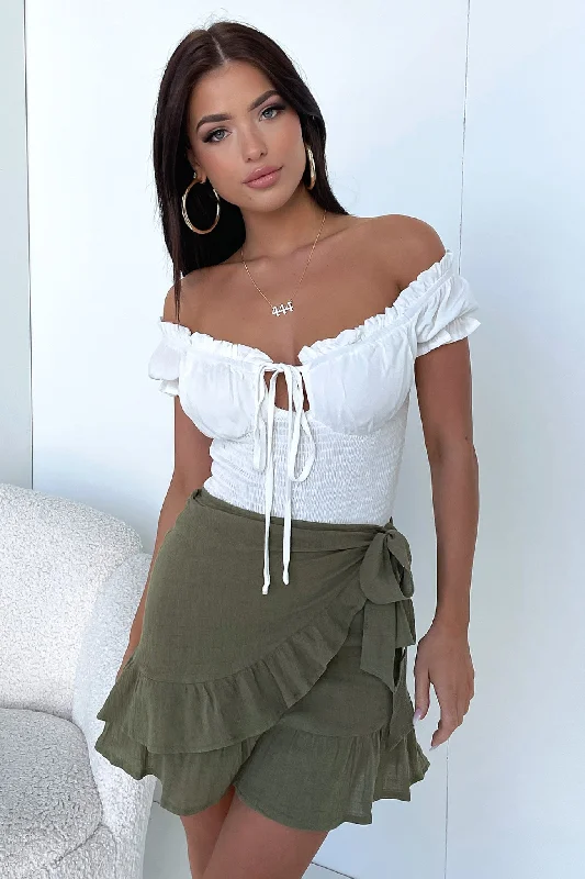 Wynn Skirt - Khaki cashmere skirt plush